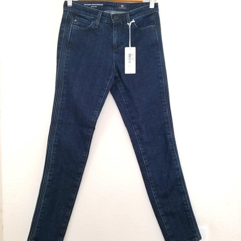 AG Prima Ankle Pintuck Jeans Blue Size 25 - Picture 2 of 10